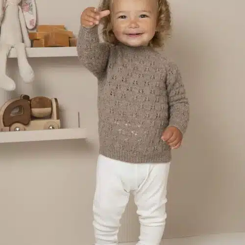 2132 - 1 - Firkløver genser LYS BRUN