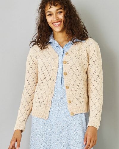 Permin - Cardigan med rombehullmønster