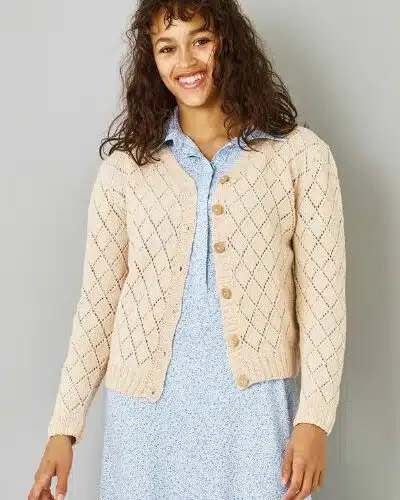 Permin - Cardigan med rombehullmønster